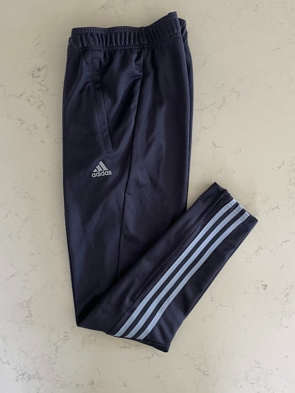 Adidas Aeroready Signature Stripe Athletic Pull On Track Pants Zip Leg Blue Sz S